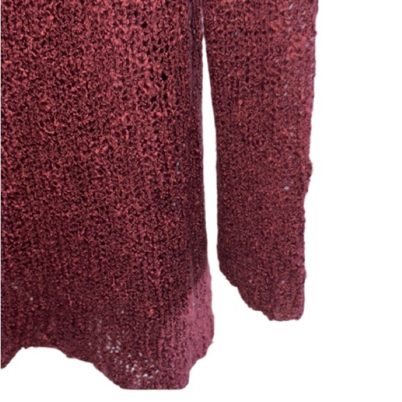 Ye Mak Burgundy V-Neck Sweater Lightweight Pullover Summer Open Knit Sz Small - Picture 7 of 8